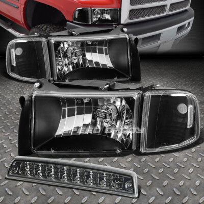 ЧЕРНАЯ ФАРА + ПРОЗРАЧНЫЙ УГОЛ + ДЫМЧАТЫЙ СВЕТОДИОДНЫЙ 3-Й СТОП-СИГНАЛ И ГРУЗОВОЙ ФОНАРЬ ДЛЯ 94-02 DODGE RAM