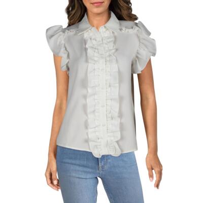 

Женская рубашка на пуговицах с рюшами цвета слоновой кости Gracia, топ  BHFO 4792, Белый