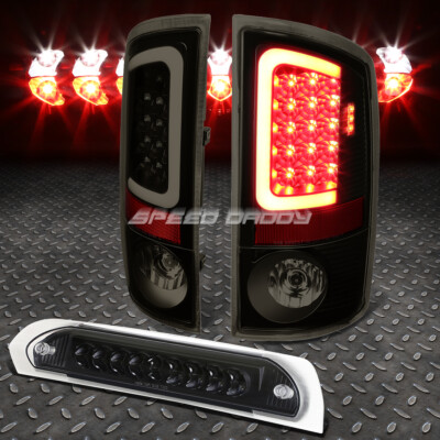 ЧЕРНЫЙ КОРПУС, ДЫМЧАТАЯ СВЕТОДИОДНАЯ ПАНЕЛЬ, ЗАДНИЙ ТОРМОЗНОЙ ФОНАРЬ + 3-Й ГРУЗОВОЙ ФОНАРЬ ДЛЯ DODGE RAM 07-09