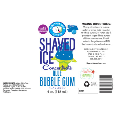 Hypothermias BLUE BUBBLE GUM Flavor 🍧 Snow Cone machine Concentrate UNSWEET