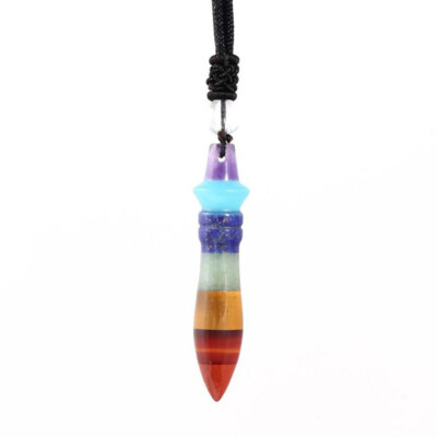 Natural Crystal Quartz Amethyst Fluorite Stone Pharaoh Scepter Pendant Necklace