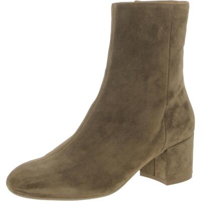 Pre-owned Aquatalia Womens Leonora Suede Block Heel Booties Ankle Boots Shoes Bhfo 9007 In White