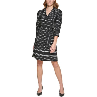

Karl Lagerfeld Paris Женское черное платье-рубашка до колена с принтом  BHFO 4294, Black/soft white
