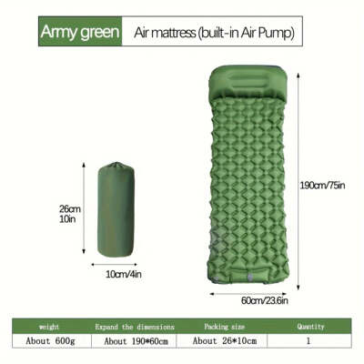 Outdoor Camping Inflatable Mattress Sleeping Pad With Pillows Ultralight Air Mat