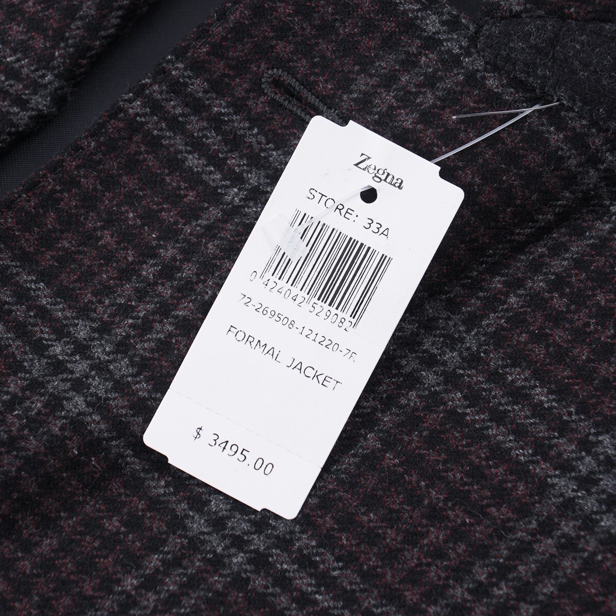 ERMENEGILDO ZEGNA ERMENEGILDO ZEGNA PLUM AND GRAY CHECK PURE CASHMERE SPORT COAT 42R (EU 52)