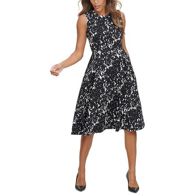 Calvin Klein Womens B/W Fit Flare Fit & Flare Dress Petites 8P BHFO 5990