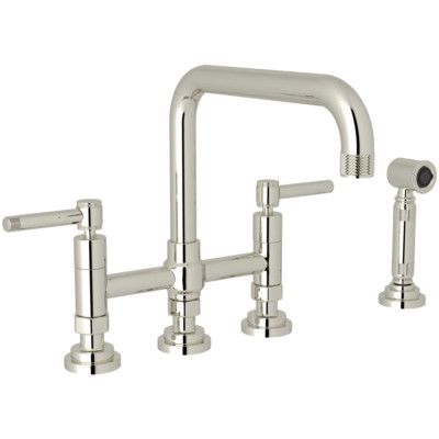 Rohl A3358ILWSPN-2 Campo 1.5 GPM Widespread Bridge Kitchen Faucet - Side Spray,