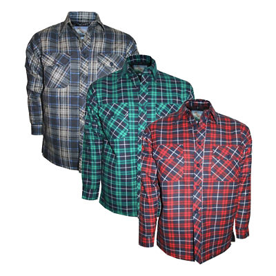 Mens padded check work shirts discount
