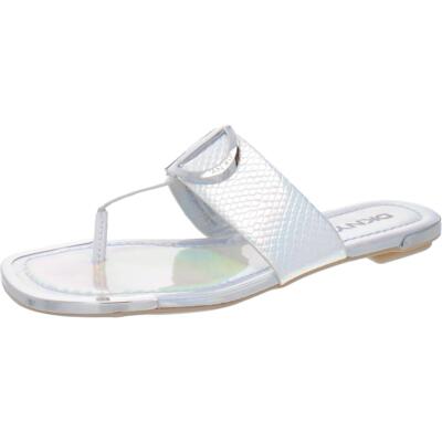 

Женские сандалии DKNY HALCOTT Metallic Thong Slide Sandals Shoes 9 Medium (B,M) BHFO 2239, Irid snake pu 5vd/silver irid 5vd