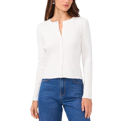 1.State Womens Ivory Cotton Blend Ribbed Long Sleeve Button-Down Top S BHFO 8838