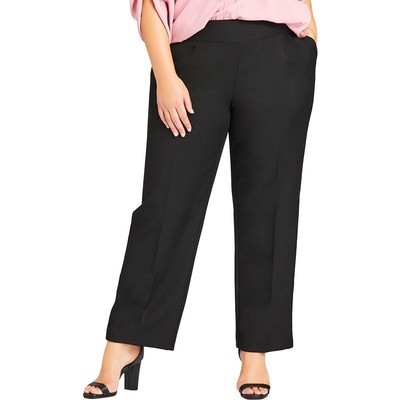 Женские черные офисные брюки прямого кроя средней посадки Avenue Womens Plus 14 BHFO 2986