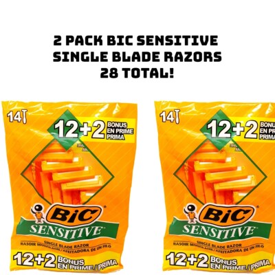 2 PK Disposable Razor BIC Sensitive Single Blade Shaving Razor Men Women
