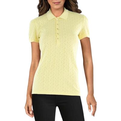 

Женская хлопковая рубашка-поло с люверсами Lauren Ralph Lauren Kiewick BHFO 7578, Желтый
