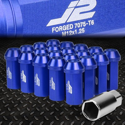 J2 ENGINEERING 7075 АЛЮМИНИЙ M12X1.25 20ШТ 50 ММ ГАЙКА С ЗАКРЫТЫМ НАКОНЕЧНИКОМ с АДАПТЕРОМ СИНЕГО ЦВЕТА