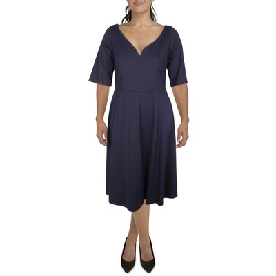 

Женское трикотажное темно-синее платье миди с V-образным вырезом City Chic Plus  BHFO 6102, Navy