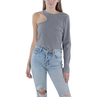 Bar III Womens Gray Asymmetric Ribbed Knit Pullover Top Shirt XL BHFO 6514