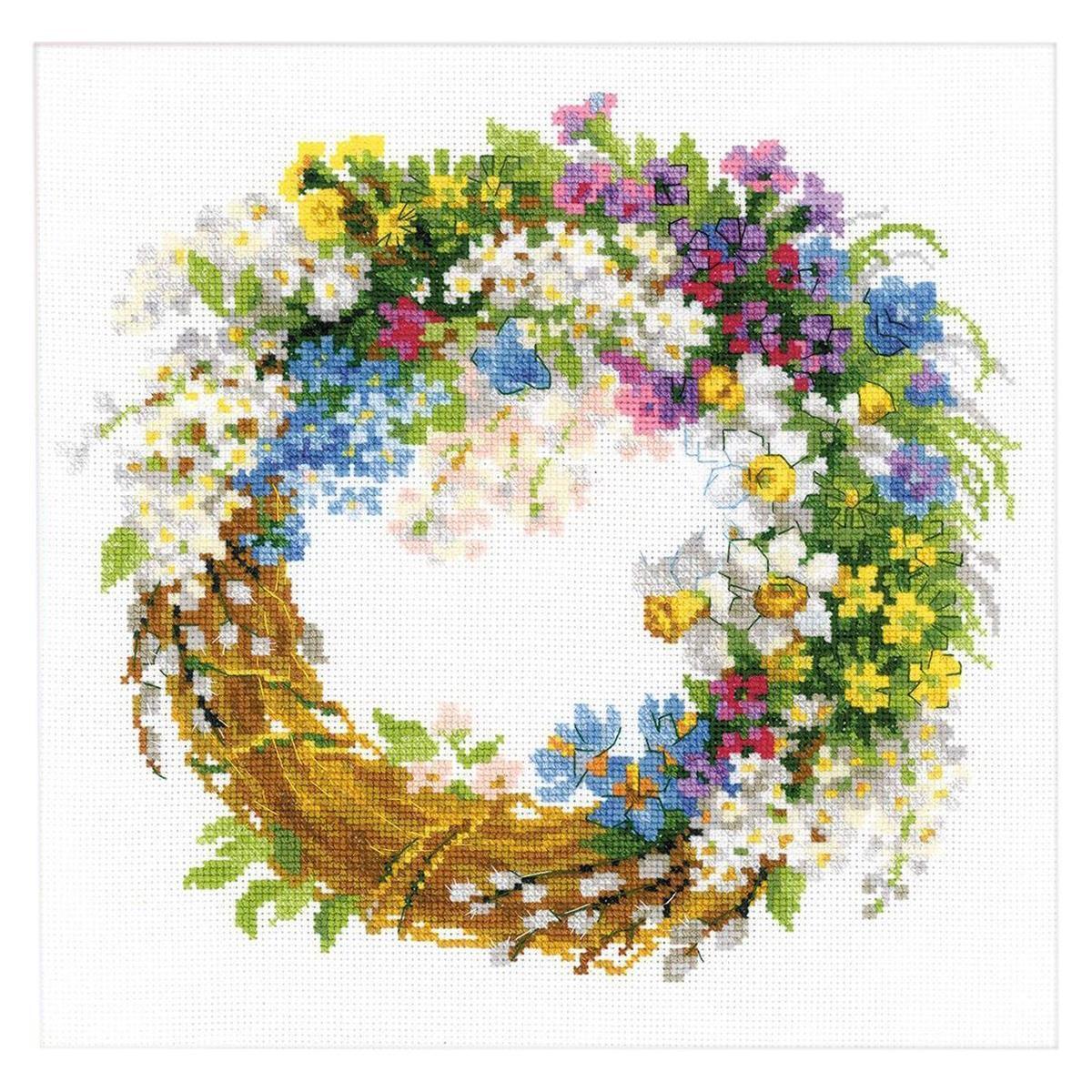 Riolis counted cross stitch Kit Wreath with Bird Cherry, DIY
