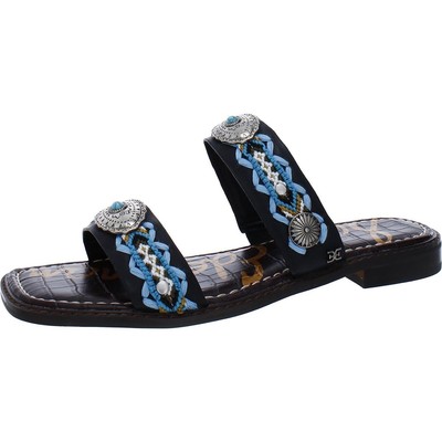 

Женские сандалии-шлепанцы Sam Edelman Hardyn синие на плоской подошве 9,5 средний (B,M) BHFO 7896, Black atanado, Hardyn