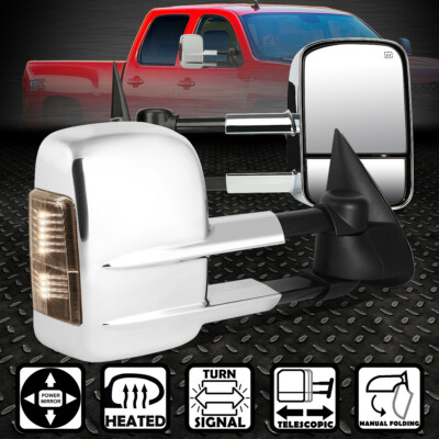 ДЛЯ 03-06 SILVERADO/SIERRA POWER + СВЕТОДИОДНАЯ ДЫМОВАЯ СИГНАЛИЗАЦИЯ ХРОМИРОВАННАЯ ПАРА БОКОВЫХ ЗЕРКАЛ ЗАДНЕГО ВИДА