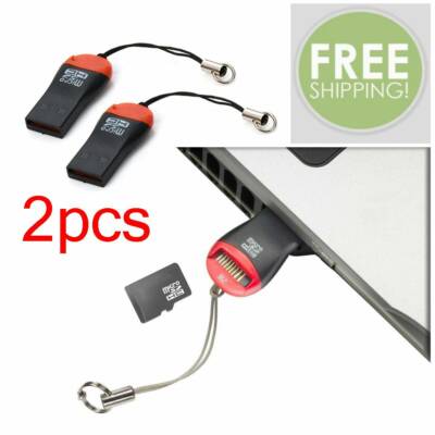 2pcs Micro SD to USB Memory Card Adapter Reader Dongle  Drive Pen Supports 64GB.
