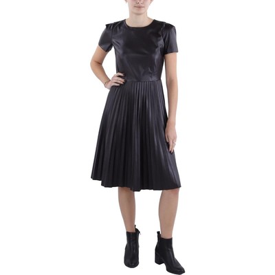 Женское черное мини-платье до колен из искусственной кожи Ann Taylor Petites 2P BHFO 1954