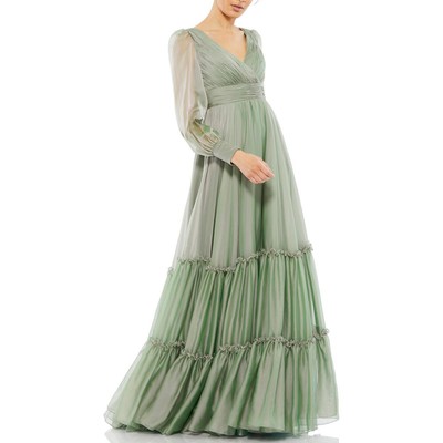 Женское вечернее платье макси из зеленого атласа Mac Duggal 8 BHFO 1280