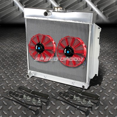2-РЯДНЫЙ АЛЮМИНИЕВЫЙ РАДИАТОР + 2X 10 ВЕНТИЛЯТОРОВ КРАСНОГО ЦВЕТА ДЛЯ 65-69 CORONET/ DART/CHARGER SBC/HEMI V8