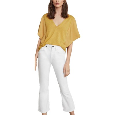 

BCBGMAXAZRIA Женские белые укороченные джинсы из эластичного денима с высокой посадкой  BHFO 6300, Optic white