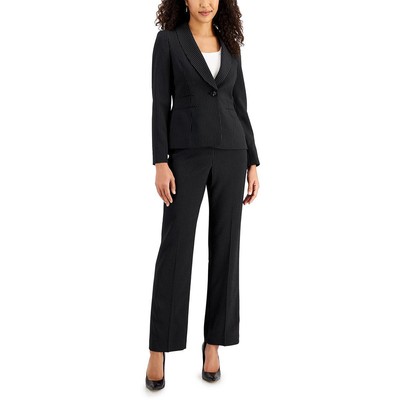 

Le Suit Женский прямой брючный пиджак на одной пуговице Petites BHFO 6472, Black/imperial blue