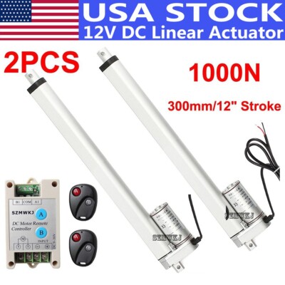 2 Dual 14mm/s 12'' DC Linear Actuator +Motor Controller for Auto Home Application