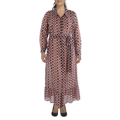 Женская розовая макси-рубашка на пуговицах с принтом Nina Parker плюс 2X BHFO 4674