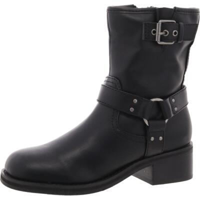 Open Edit Womens Faux Leather Belted Riding Motorcycle Boots Shoes BHFO 1443