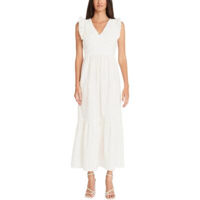 Женское хлопковое макси-платье Maggy London с V-образным вырезом u-образной формы BHFO 4052