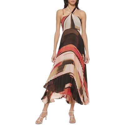Женское розовое шифоновое платье макси с принтом DKNY 8 BHFO 0713