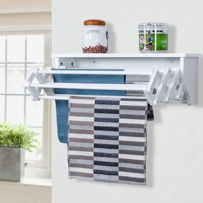 Wall-Mounted Drying Rack Folding Clothes Towel laundry Room Storage Shelf...