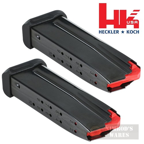 TWO H&K Heckler & Koch CC9 9mm 10-Round MAGAZINES Flush Plate OEM 51000470