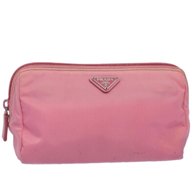 PRADA Pouch Nylon Pink Auth 55285