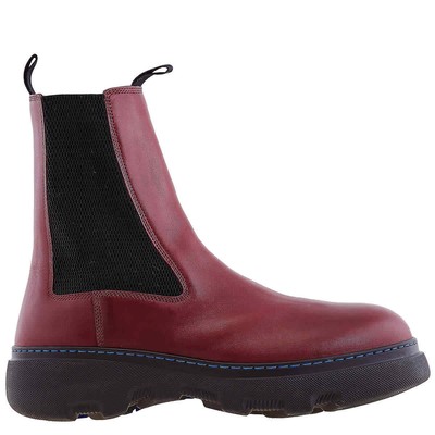 Pre-owned Burberry Creeper Leather Chelsea Boots In Purple