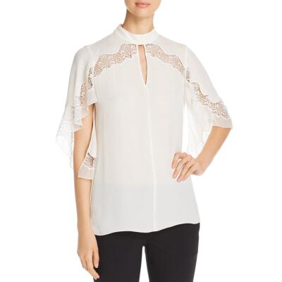 

Elie Tahari Womens Jaylah Ivory Silk Dressy Mockneck Blouse Top  BHFO 3056, Fresh pearl