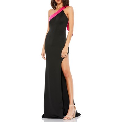 

Женское черное вечернее платье макси с открытой спиной Mac Duggal  BHFO 2344, Black/hot pink