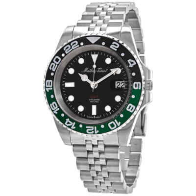 Мужские часы Mathey-Tissot Mathy Vintage GMT с черным кварцевым циферблатом и безелем Sprite