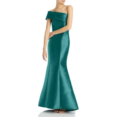

Женское зеленое атласное вечернее платье макси на одно плечо Amsale  BHFO 5353, Lagoon