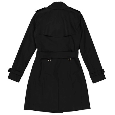 Pre-owned Burberry Ladies Black Double-breasted Belted Trench Coat