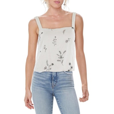 Elie Tahari Womens Ivory Linen Blend Embellished Cropped Top XS BHFO 4182