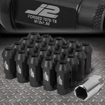 J2 ENGINEERING 7075 АЛЮМИНИЙ M12X1.5 20ШТ 50 ММ ГАЙКИ С ОТКРЫТЫМИ НАКОНЕЧНИКАМИ + АДАПТЕР ЧЕРНЫЙ