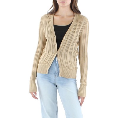 Lauren Ralph Lauren Womens Tan Open Front Cardigan Sweat Jacket M BHFO 9369