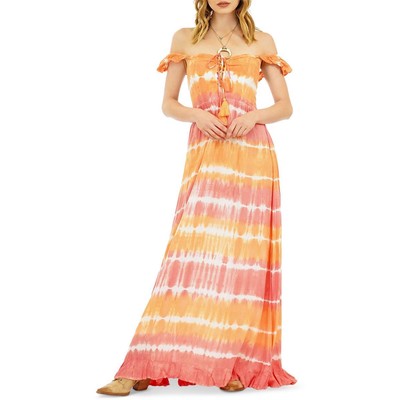 Женское платье макси цвета тай-дай Tiare Hawaii Oasis Orange, купальное платье O/S BHFO 9787