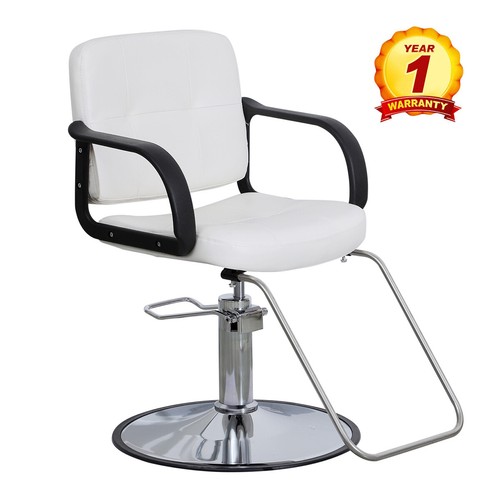White Hydraulic Barber Chair Salon Styling Beauty Hair Styling