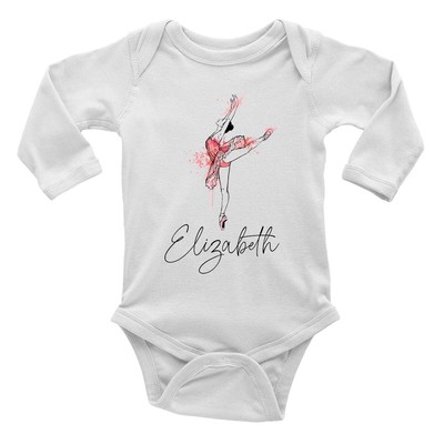 Personalised Pink Paint Splat Bellarina Long Sleeve Baby Grow Vest Bodysuit