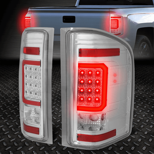[СВЕТОДИОДНАЯ КРАСНАЯ С-ОБРАЗНАЯ ПЛАНКА] ДЛЯ ЗАДНЕГО ФОНАРЯ SILVERADO 07-14 ЗАДНИЙ СТОП-СИГНАЛ ХРОМИРОВАННЫЙ/ПРОЗРАЧНЫЙ